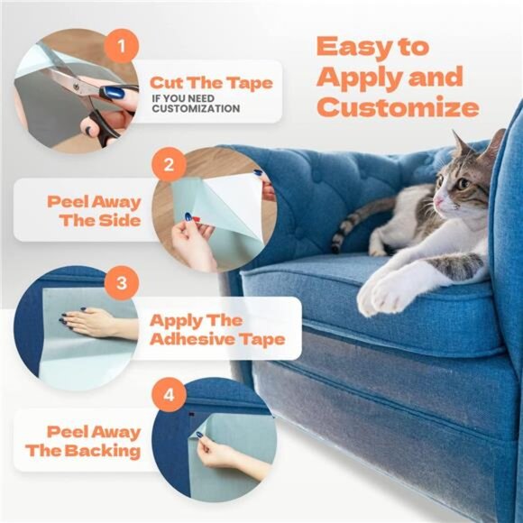 Cat Scratch Couch Protector - 8XL Sheets, Clear (Almost Invisible),Extra Durable - Picture 6 of 7
